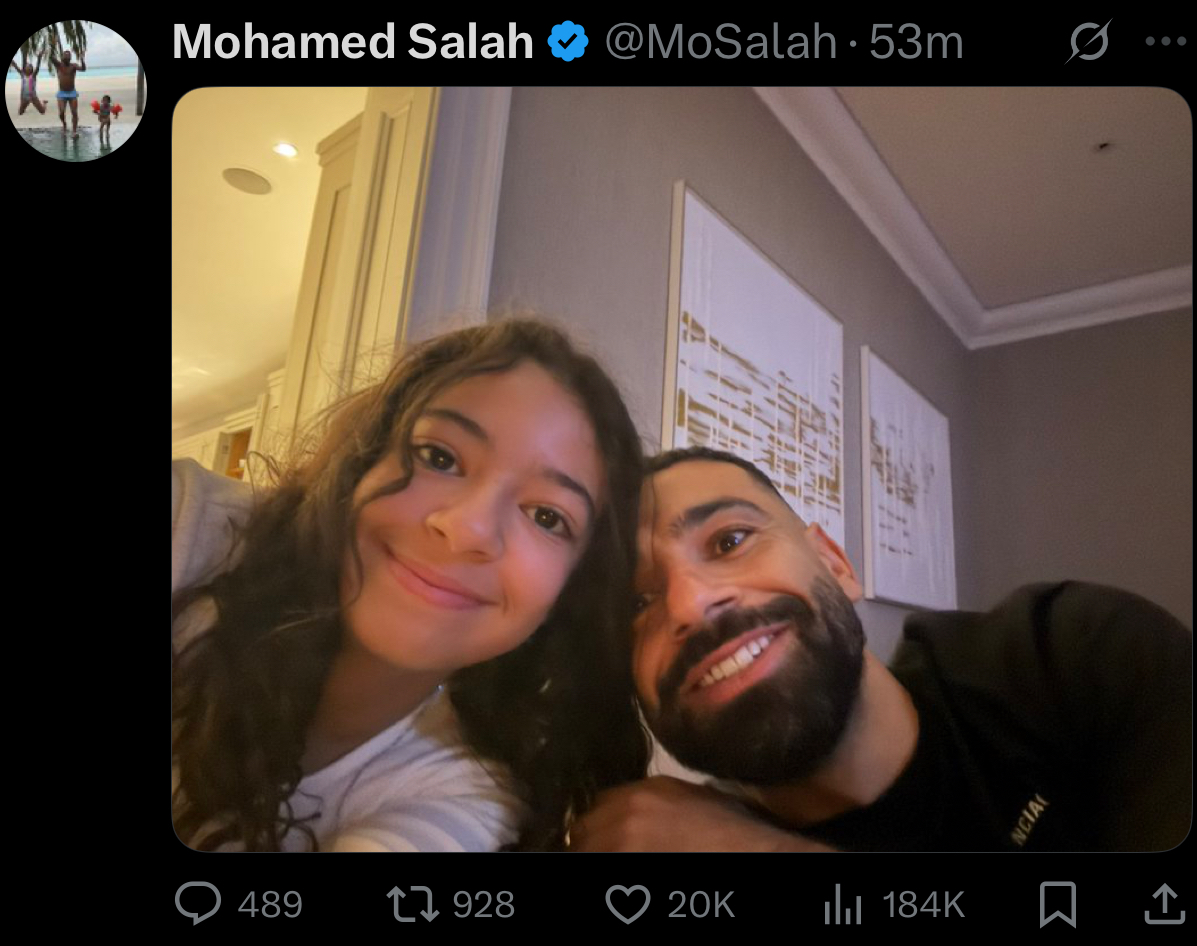 محمد صلاح يظهر مع ابنته مكة في أحدث صورة 2 محمد صلاح يظهر مع ابنته مكة في أحدث صورة