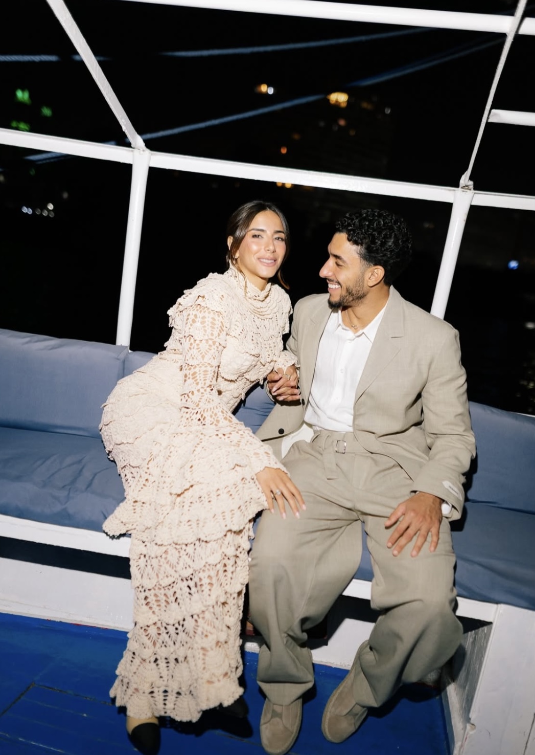 فرحتي تكمل.. عمر مرموش يحتفل بخطوبته على نيل مصر 3 صورة مرموش وخطيبته