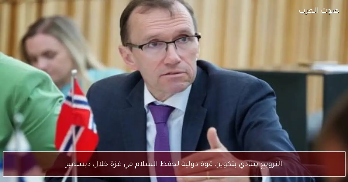 النرويج بتنادي بتكوين قوة دولية لحفظ السلام في غزة خلال ديسمبر