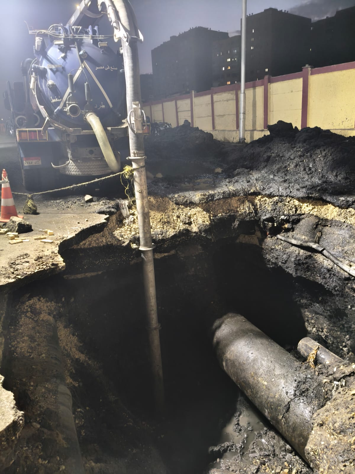 صورة للكسر في خط المياه