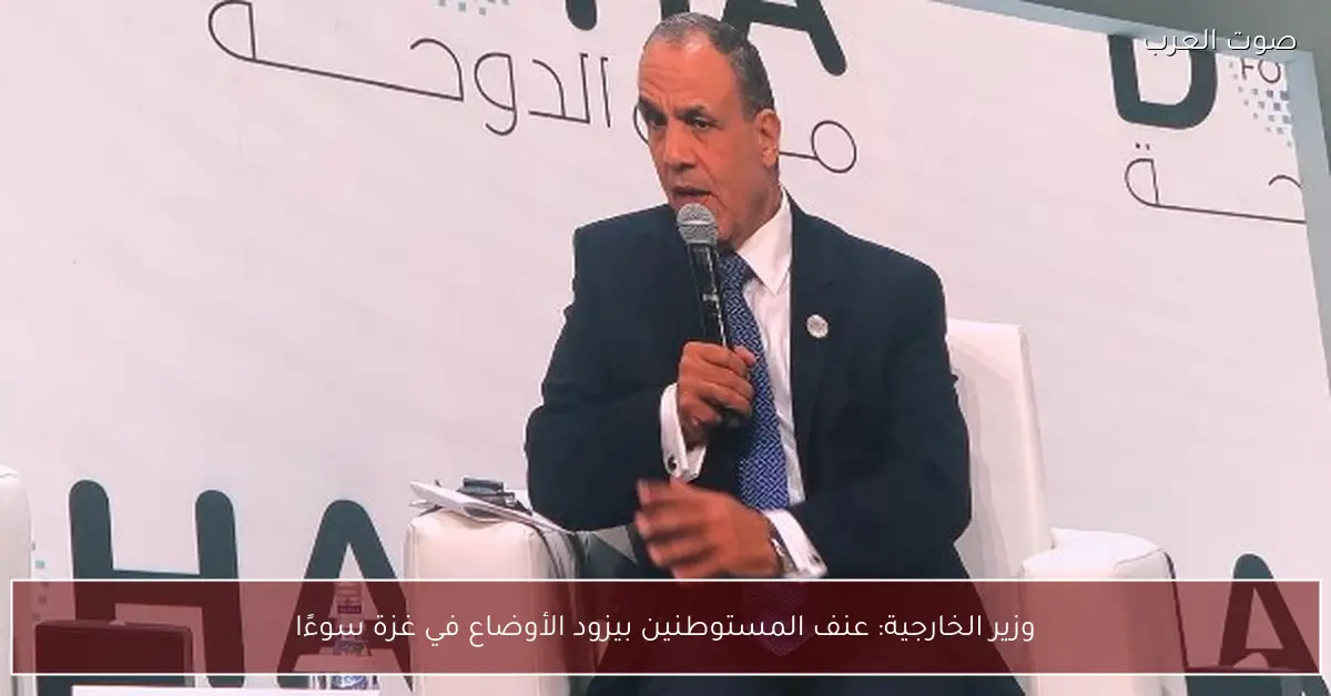 وزير الخارجية: عنف المستوطنين بيزود الأوضاع في غزة سوءًا